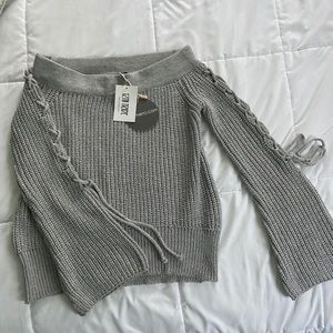 Gray off the shoulder sweater